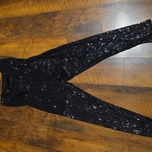 Disco Queen Retro Black Stretch Sequin Romper/ Jumpsuit See Through See Last Pic